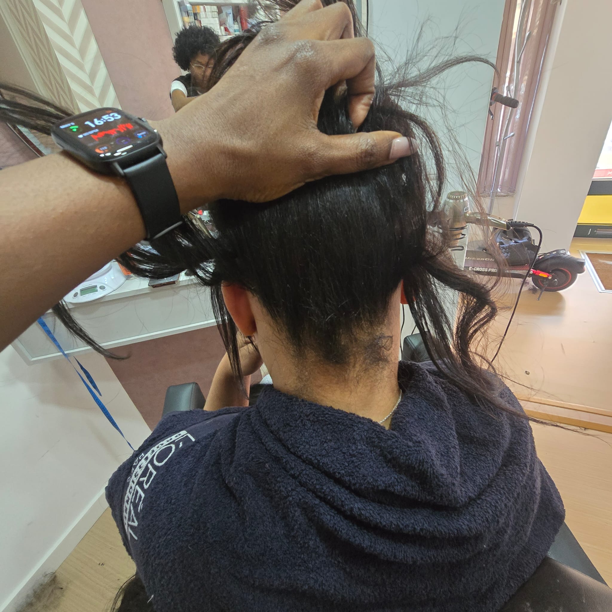 Antes — cabelo natural